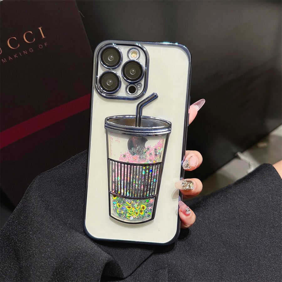 Glitter Star Drink Cup iPhone Case - Image 2