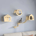 Wooden Cat Wall Climbing Platform Tower