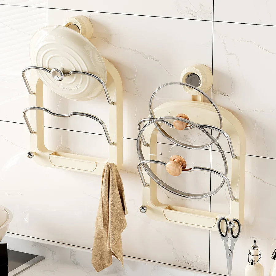 Suction Wall-Mounted Pot Lid Organizer Storage Rack