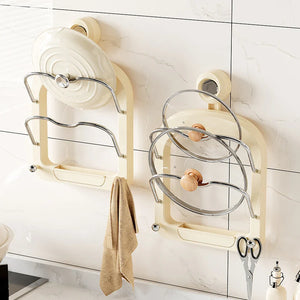 Suction Wall-Mounted Pot Lid Organizer Storage Rack - Image 0