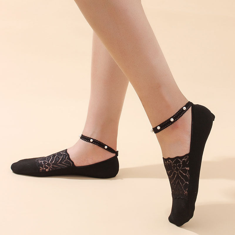 Pearl Lace Anti-slip Comfy Invisible Socks - Image 12
