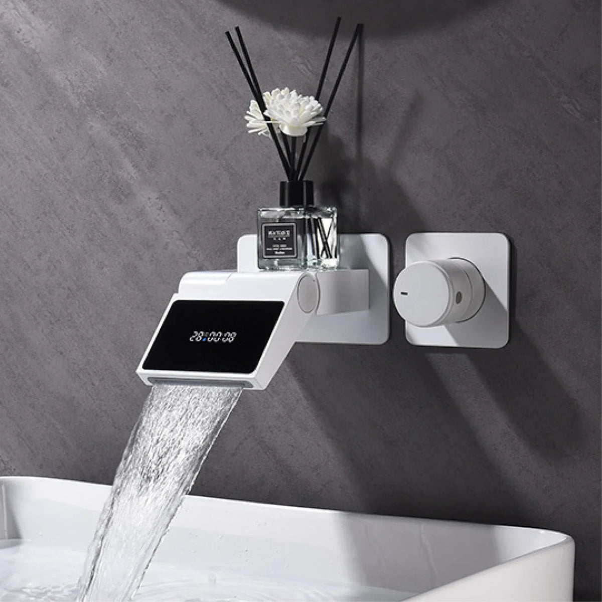 Intelligent Hidden Black Brass LED Digital Faucet