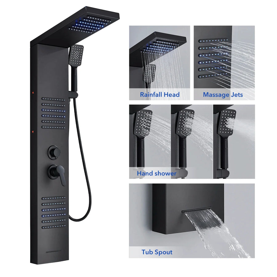 Rainfall Multi-Jet Panel Adjustable Pressure Shower Set - Image 3