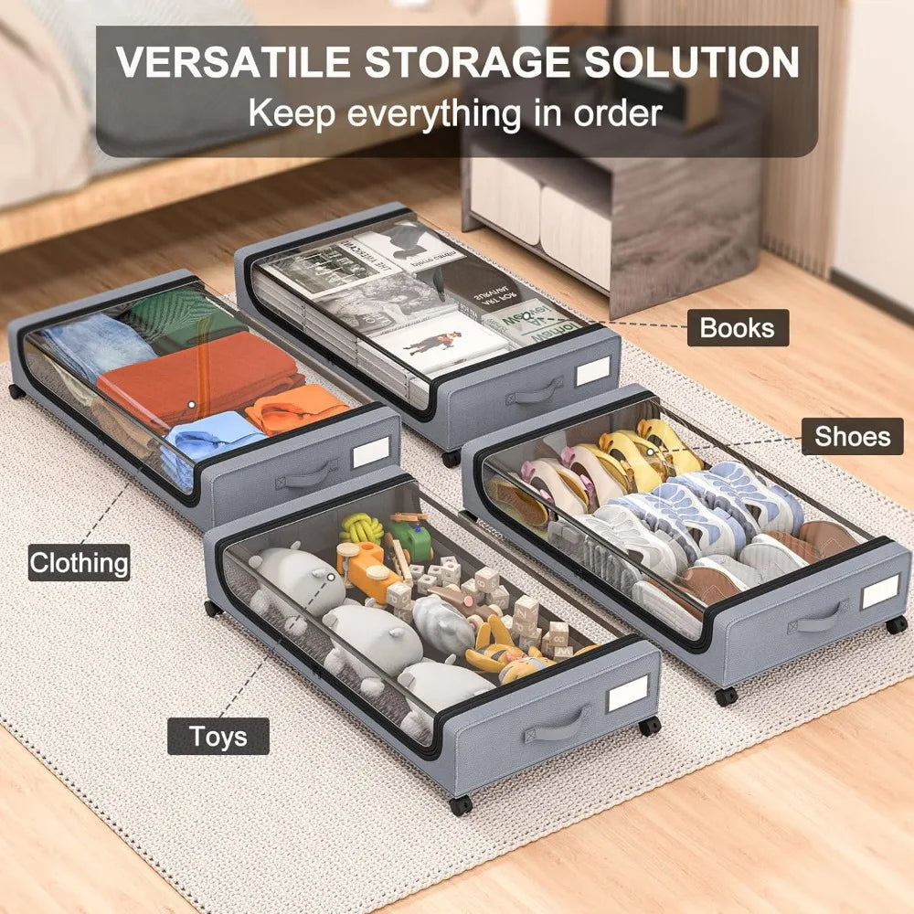 Underbed Storage Stackable Wheeled Box Organizer