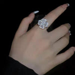 Rotating Flower Zircon Clover Ring