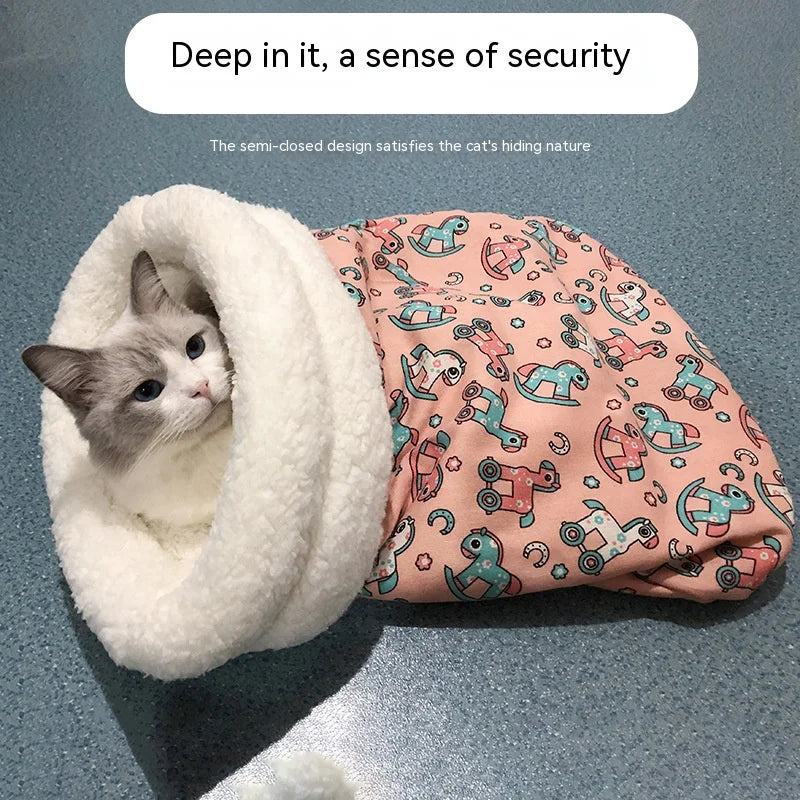 Cozy Thickened Winter Cartoon Cat Sleeping Bag - Image 2