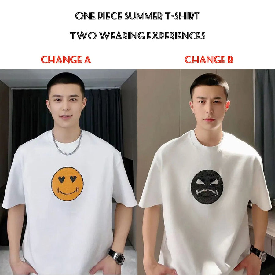 Mood Swing Smiley Face Sequin Changing Unisex T-Shirt - Image 8