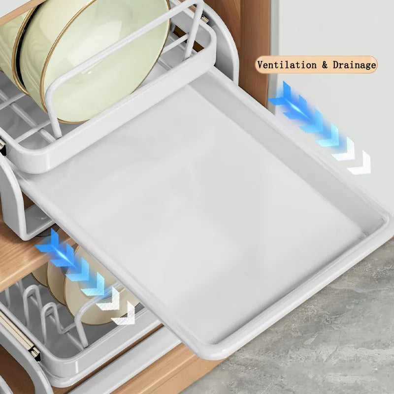 Kitchen Cabinet Sliding Storage Dish Rack