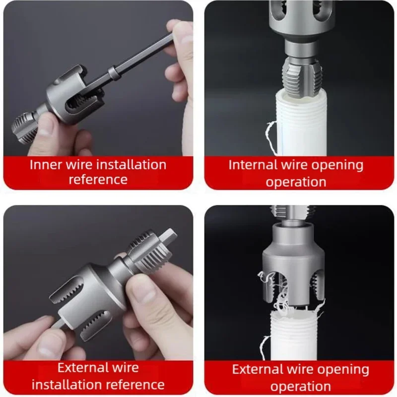 Pipe Thread Reamer & Edge Cutter Drill Attachment Tool - Image 5