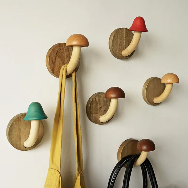 Mystic Mushroom Wooden Wall Clothes Hanger - Image 0