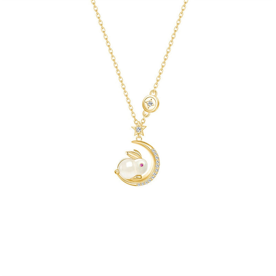 Sparkling Bunny Moon Charm Necklace - Image 3