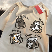 Cat Coffee Lover Funny T-Shirt - Image 0