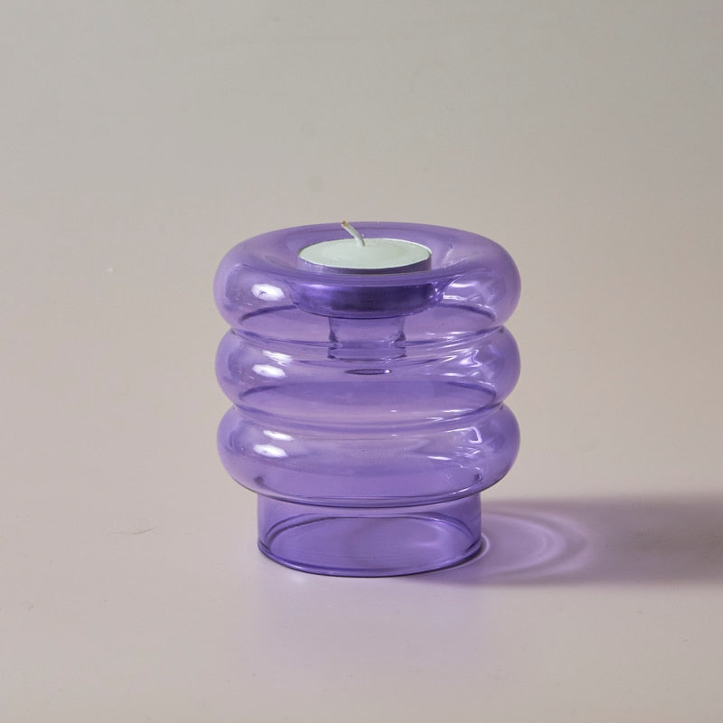 Dual Glass Spiral Candle Holder