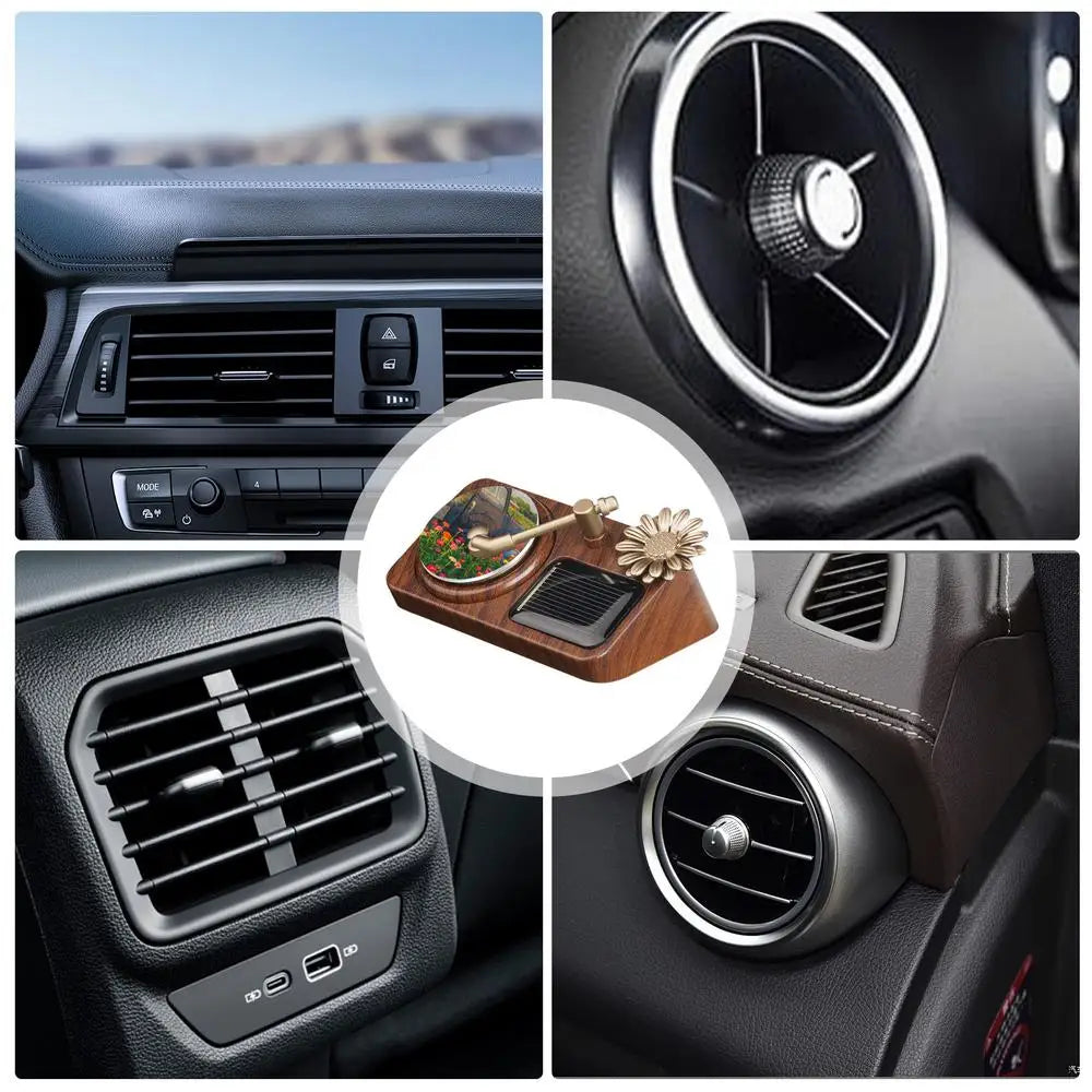 Rotating Solar Retro Record Player Car Air Fresheners