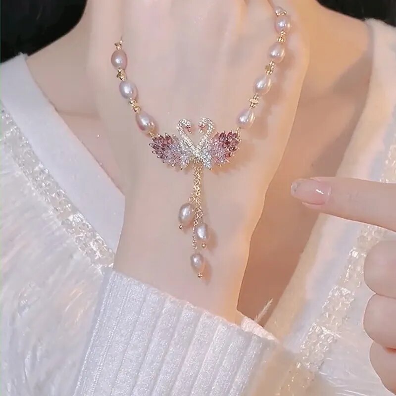 Swan Love Charming Pendant Necklace - Image 3