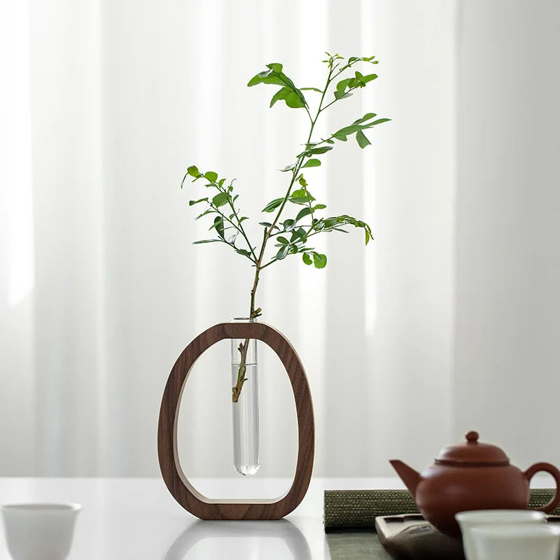 Oval Wood Frame Single Stem Vase - Image 6