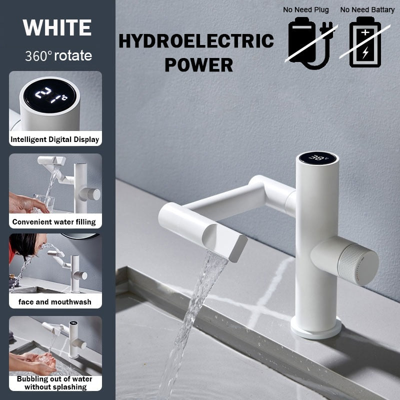 Hydroelectric Rotating Modern Smart Waterfall Faucet · Mavigadget