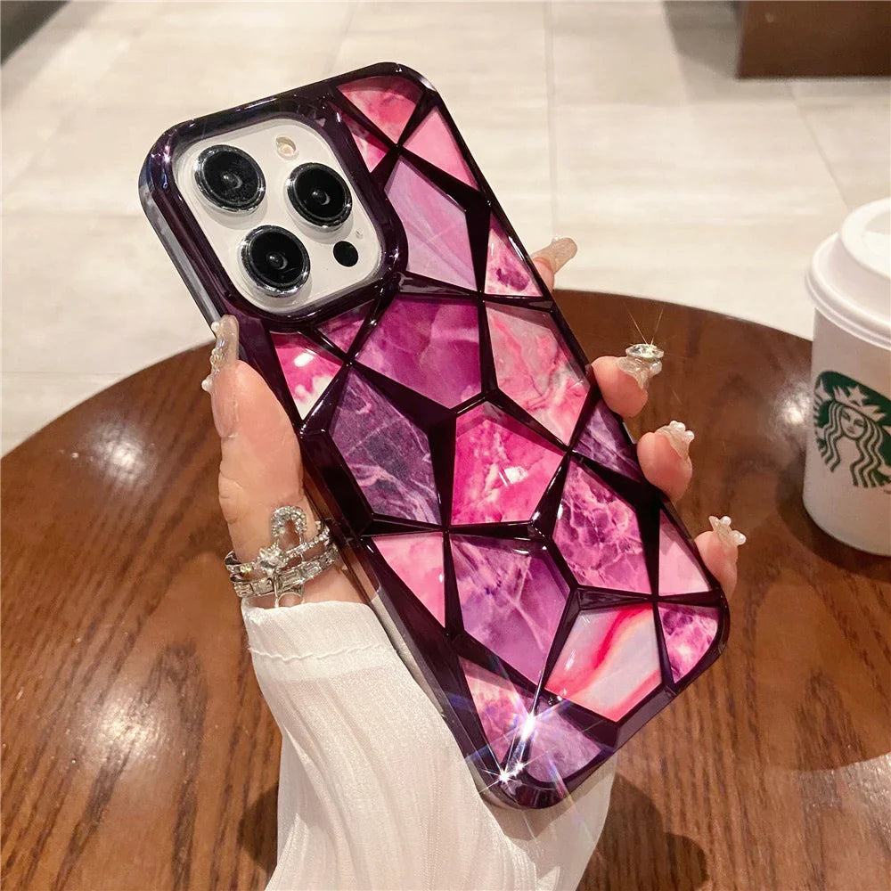 Geometric Colorful Marble iPhone Case