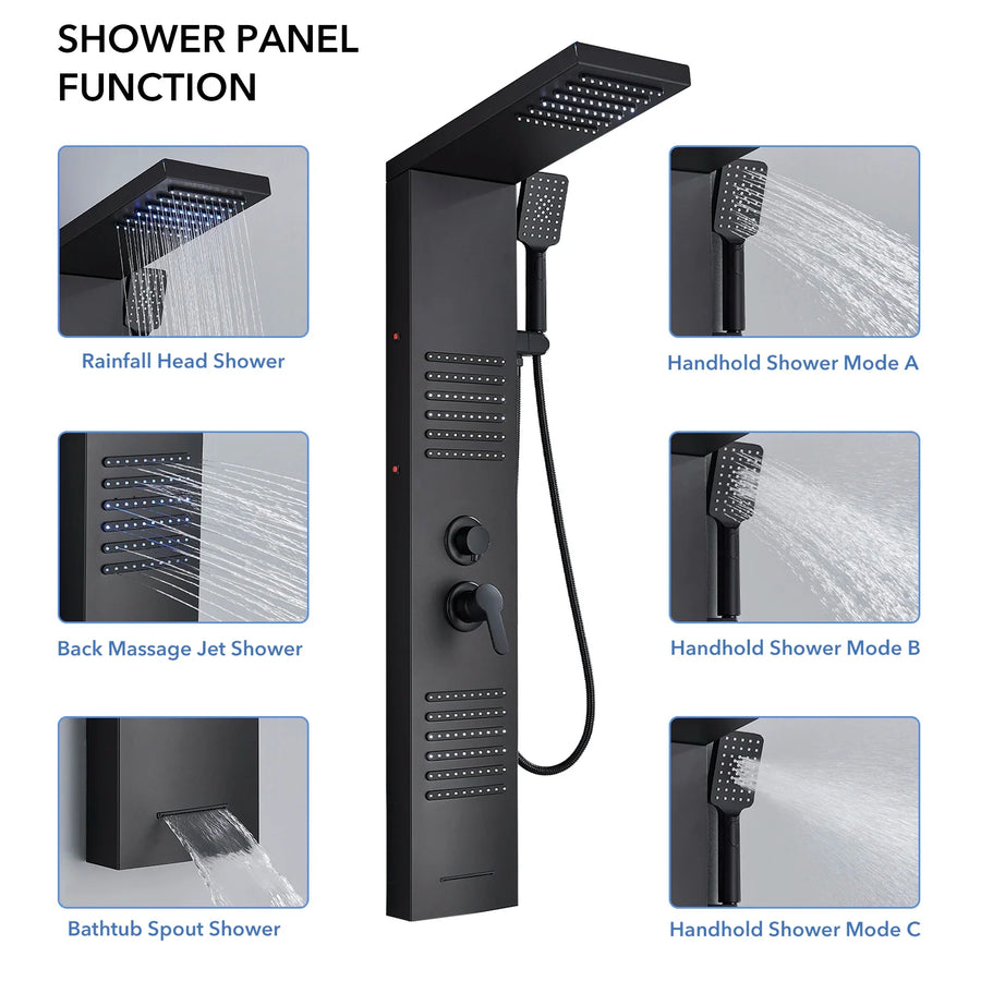 Rainfall Multi-Jet Panel Adjustable Pressure Shower Set - Image 4