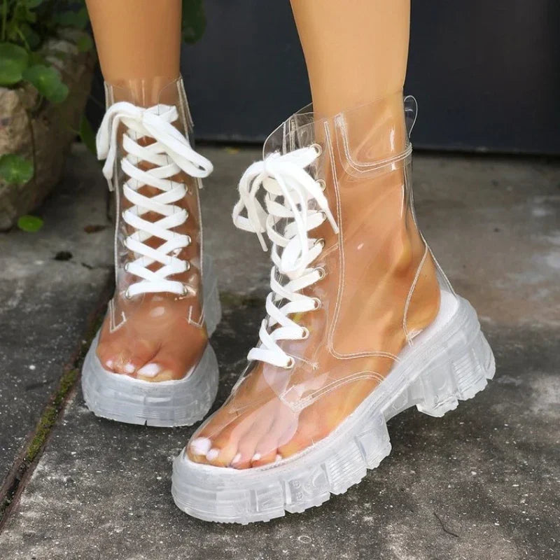 Crystal Clear Platform Rain Boots - Image 4