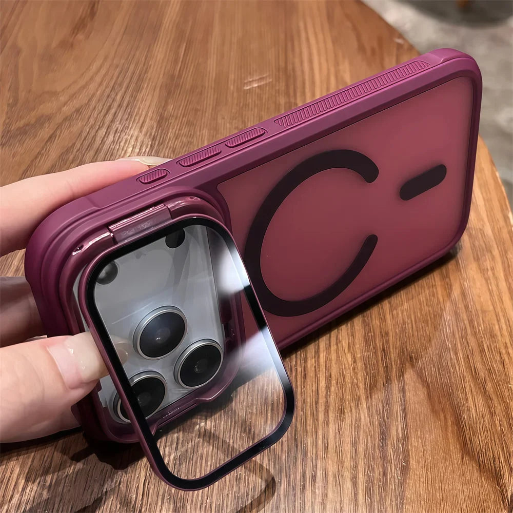 Full Lens Protection Flip Stand Magnetic iPhone Case - Image 4