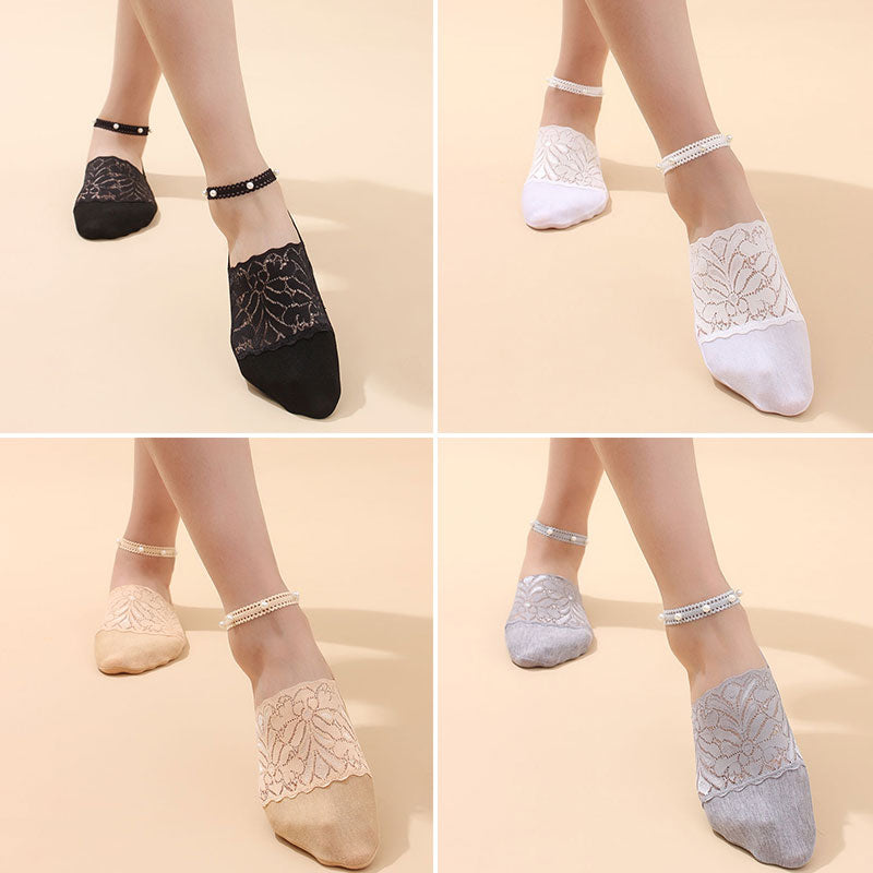 Pearl Lace Anti-slip Comfy Invisible Socks - Image 9