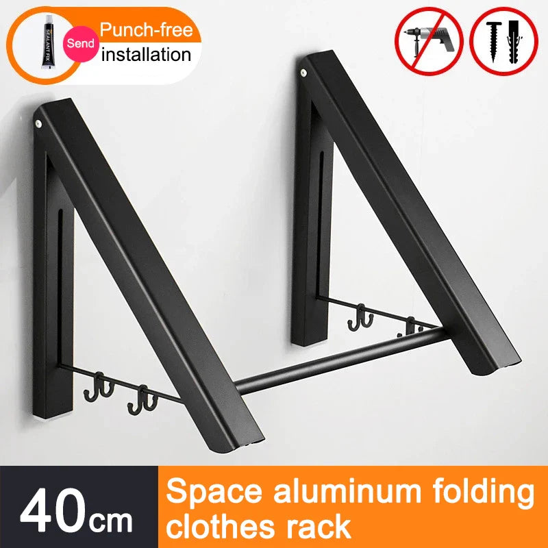 Space Saver Foldable Wall Clothes Aluminum Rack - Image 11