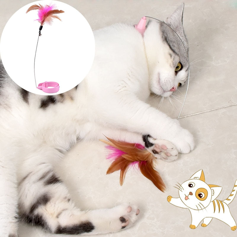 Fluffy Feather Interactive Cat Collar Toy