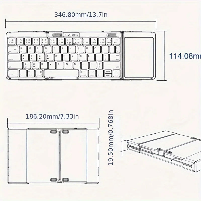 Foldable RGB Wireless Built-in Touchpad Backlit Travel Keyboard