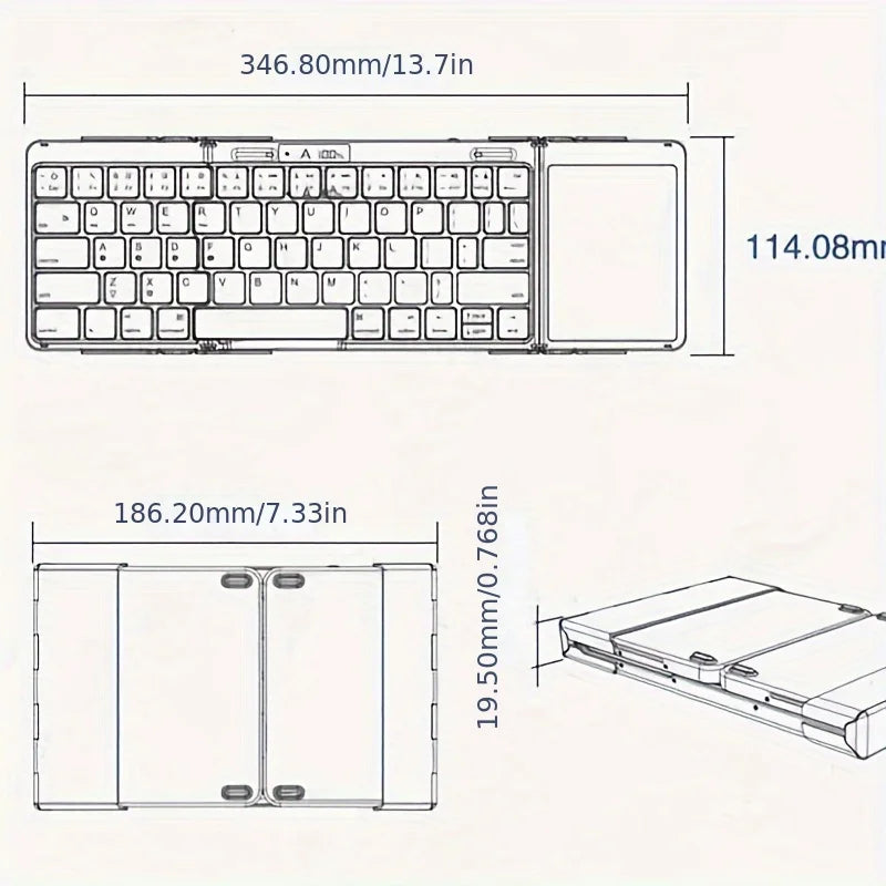 Foldable RGB Wireless Built-in Touchpad Backlit Travel Keyboard - Image 5