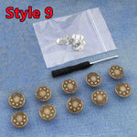 10Pcs Snap-On Seamless Metal Button Set