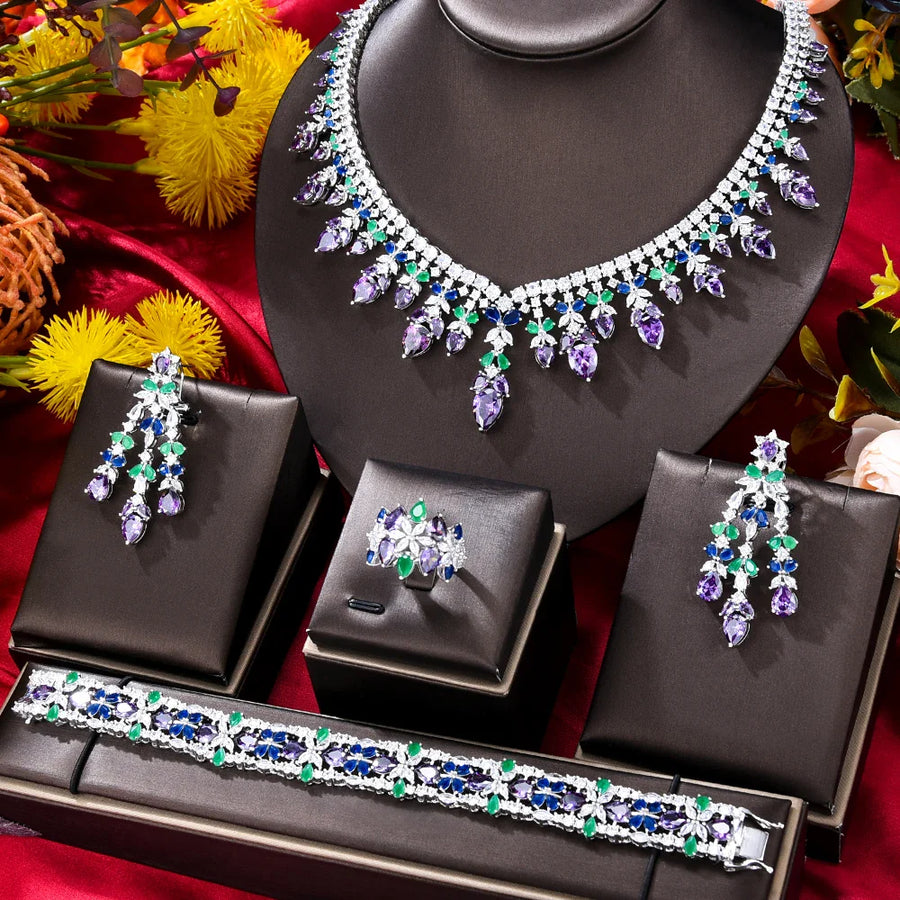 Zircon Crystal Turquoise Luxury African Jewelry Gift Set - Image 3