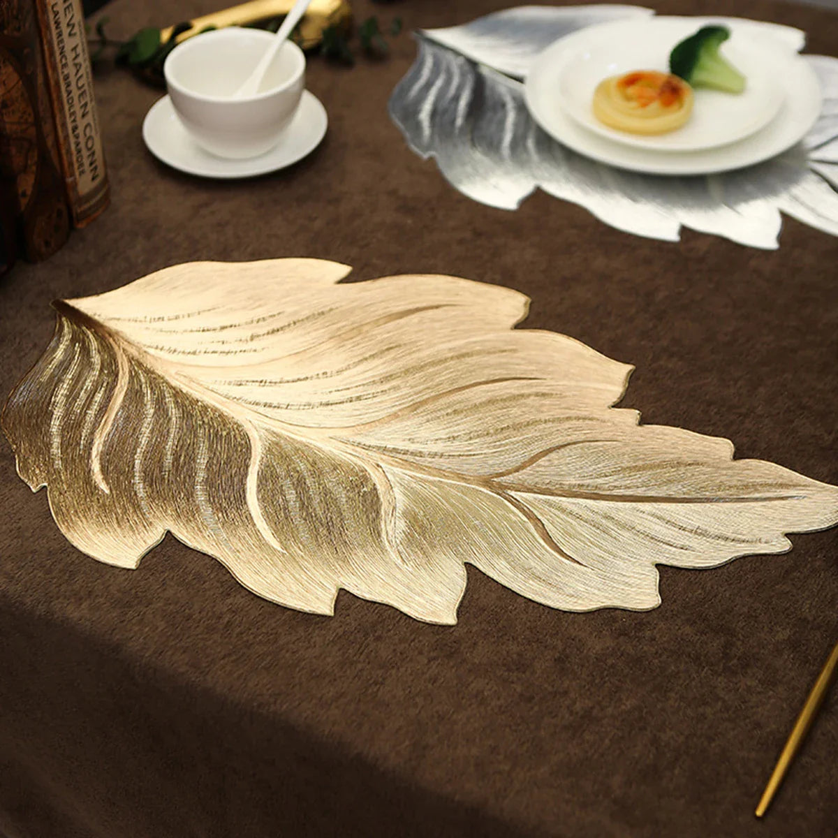 Gold Leaf Shape Decorative Serving Tray - Image 2