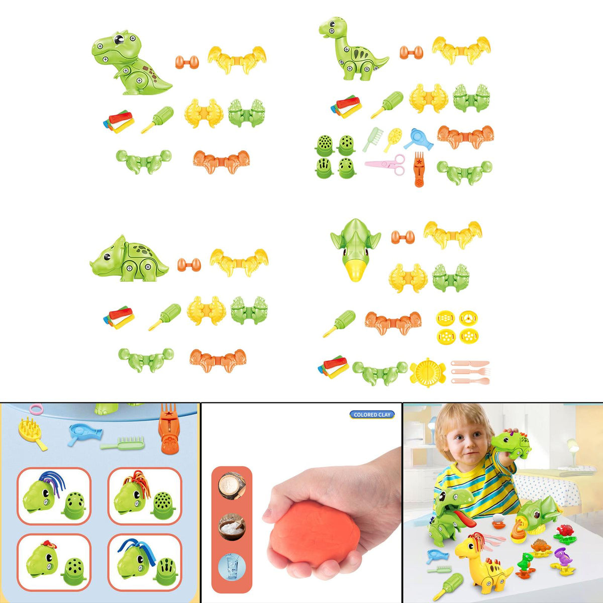 Educational Clay Modeling Dinosaur Toy Set