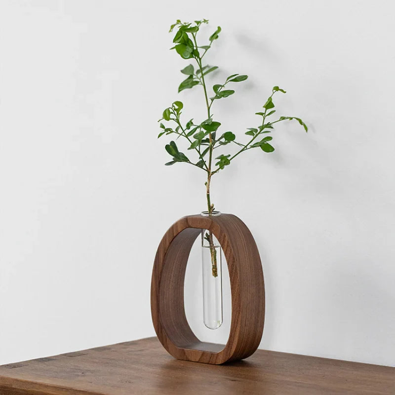 Oval Wood Frame Single Stem Vase - Image 1