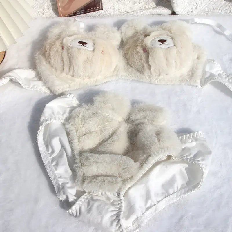 Soft Bear-Themed Cozy Bra Set