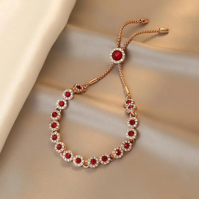 Crimson Charm Rose Gold Adjustable Bracelet