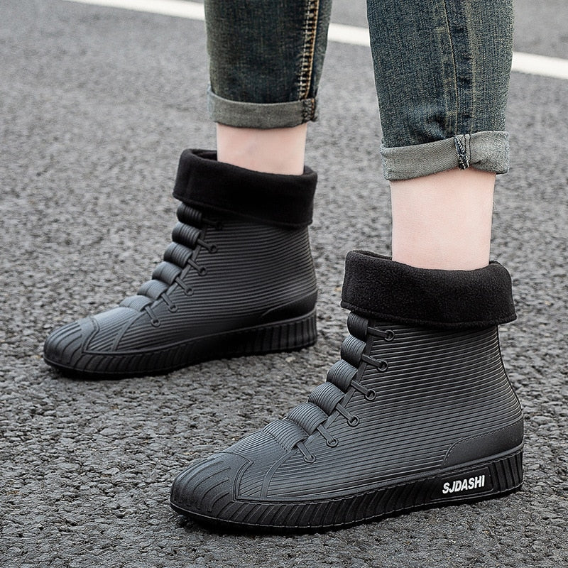 Rain Rider Slip-On Rubber Stylish Waterproof Boots - Image 11