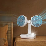 Adjustable Double-Head Portable Table Fan Night Lamp