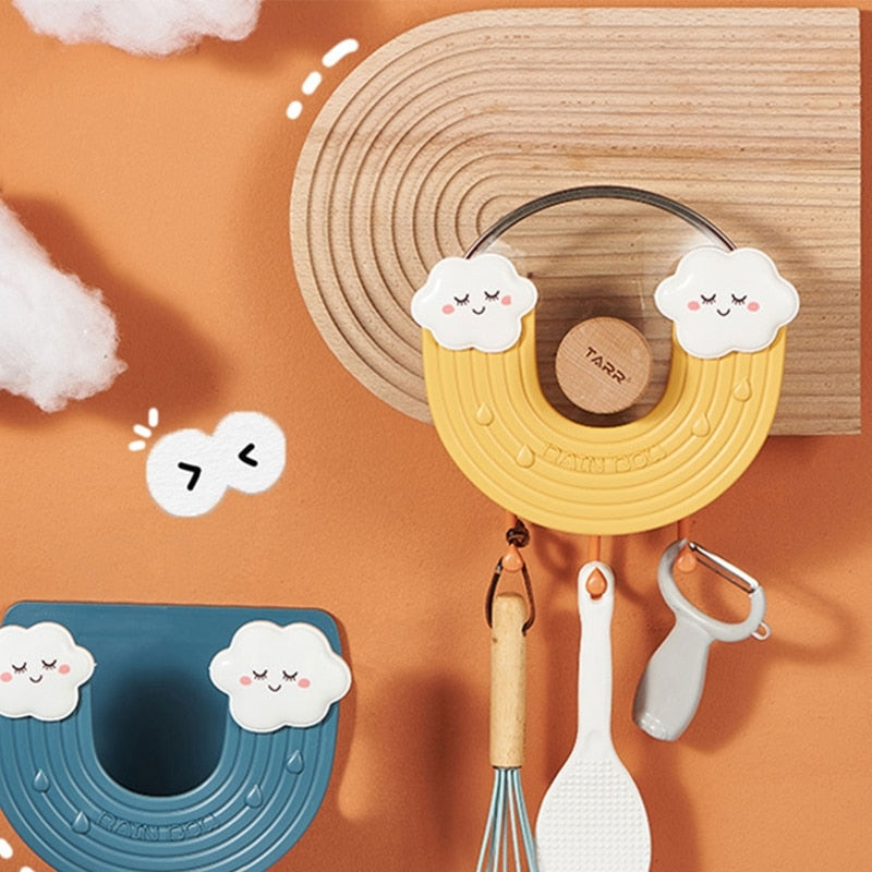 Rainbow Wall-Mounted Hook Kitchen Pot Lid Holder - Image 1