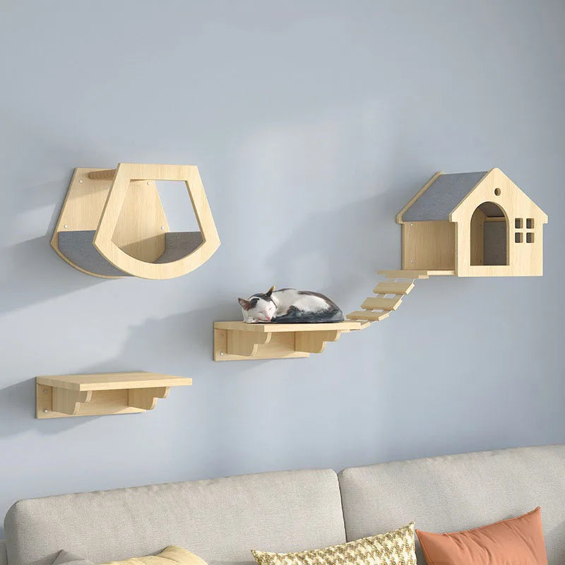 Wooden Cat Wall Climbing Platform Tower - Image 4