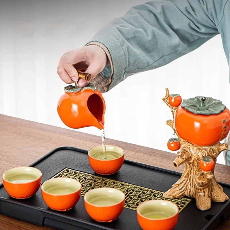Pumpkin Tree Shape Vintage Tea Set - Image 3