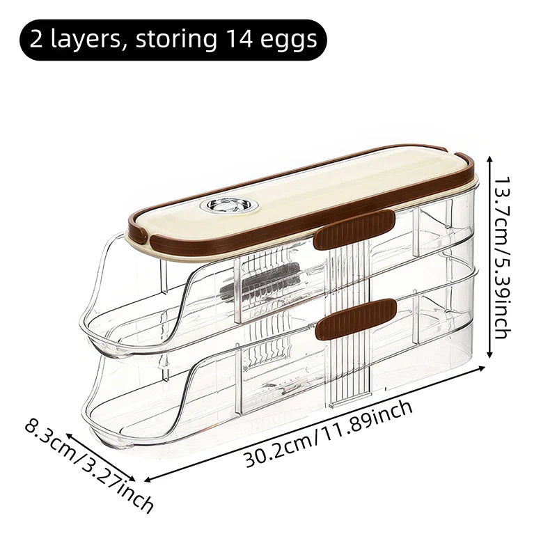 Fridge Organizer Automatic Rolling Transparent Egg Storage Box