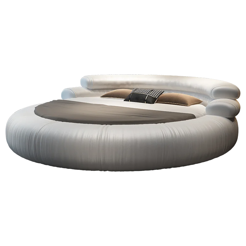 Italian Style Minimalist Circle Leather Dream Master Bed - Image 6