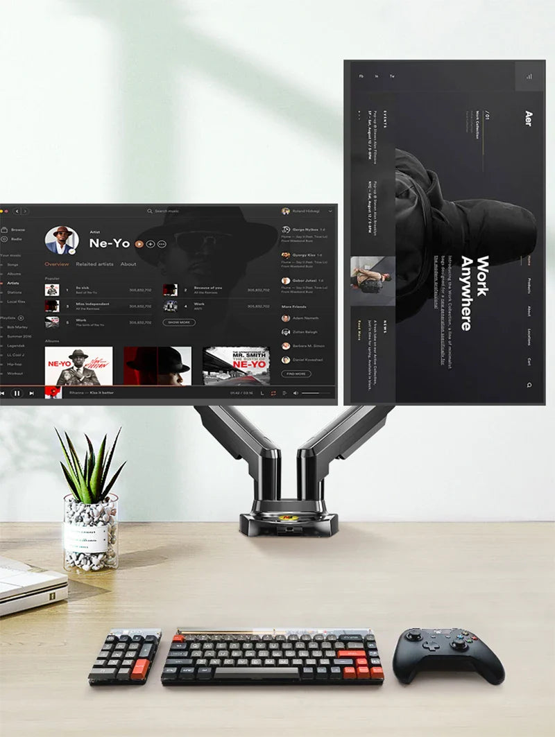 Dual Arm Adjustable Laptop Monitor Riser Mount · Mavigadget