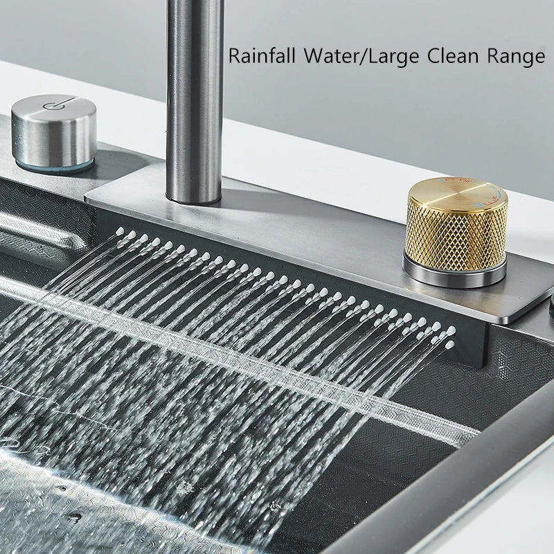 Stainless Steel Cup Washer Waterfall Kitchen Sink