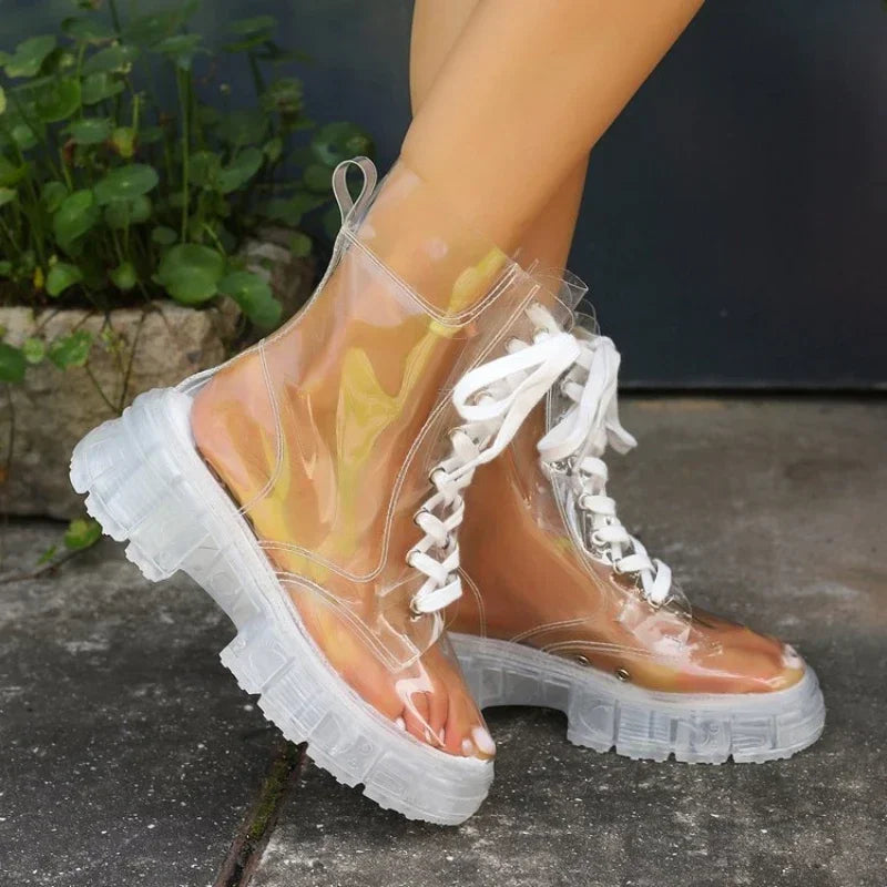 Crystal Clear Platform Rain Boots - Image 3