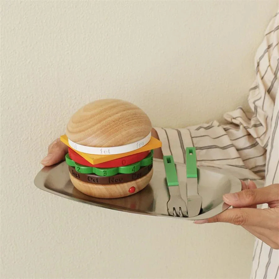 Rotating Wooden Hamburger Decorative Calender - Image 5