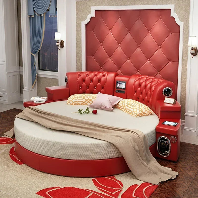 Techy Smart Large Round Leather Bed - Image 3