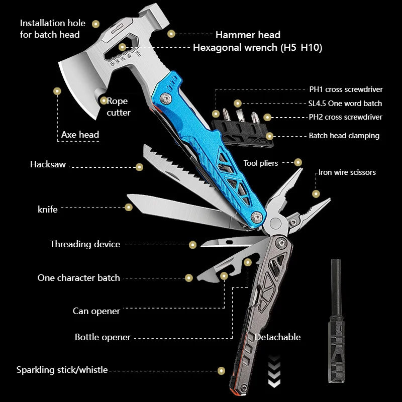 Multi-Use Axe Hammer Pliers Outdoor Multi-Tool Gadget - Image 3
